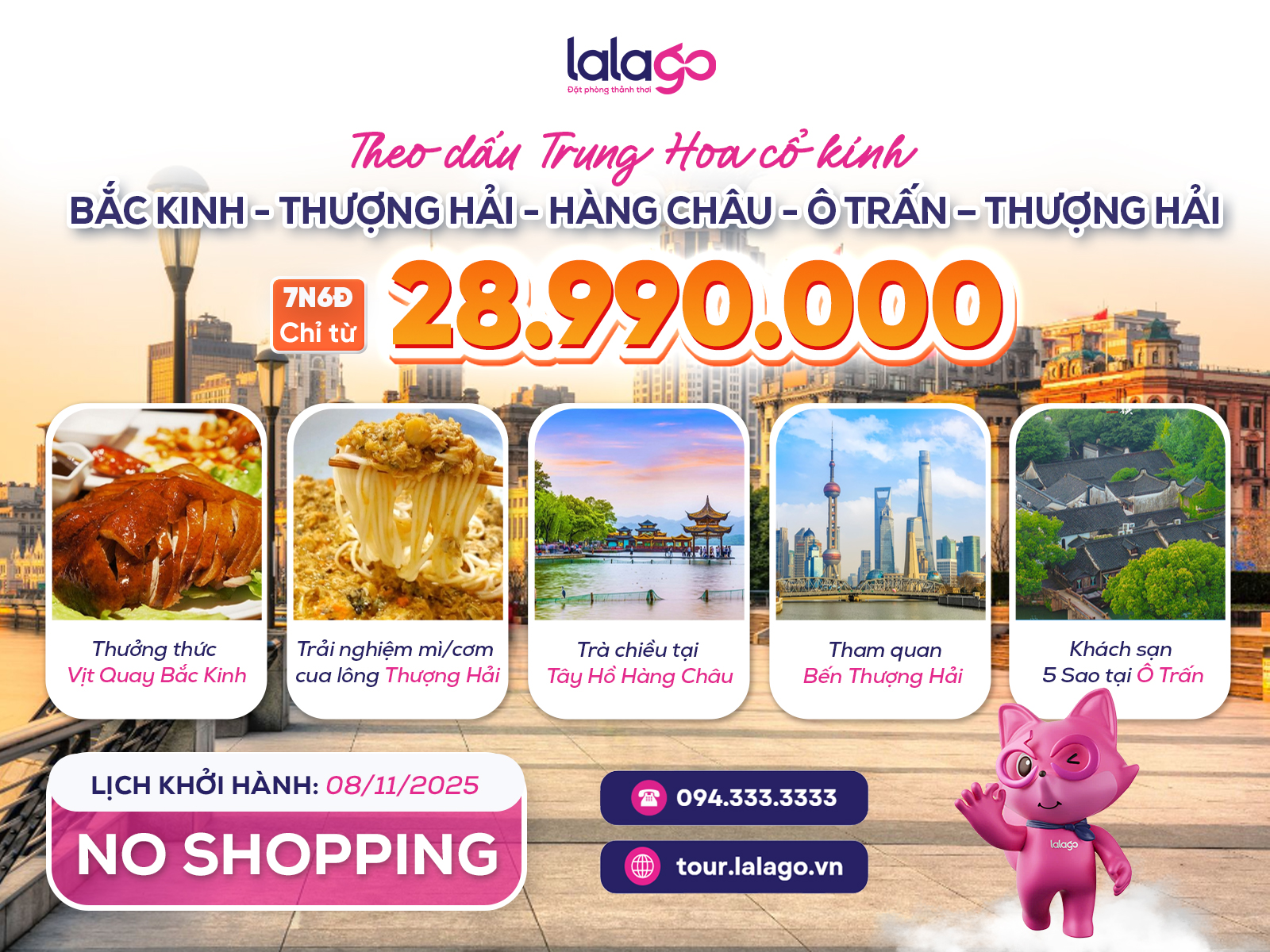 TOUR HÀ NỘI - BẮC KINH - THƯỢNG HẢI - HÀNG CHÂU - Ô TRẤN - THƯỢNG HẢI | 7N6Đ