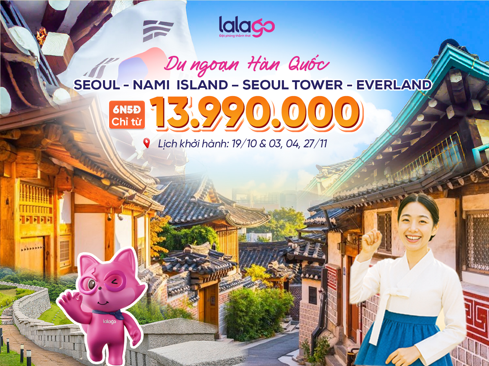 TOUR HÀ NỘI - SEOUL - NAMI  ISLAND – SEOUL TOWER - EVERLAND | 6N5D