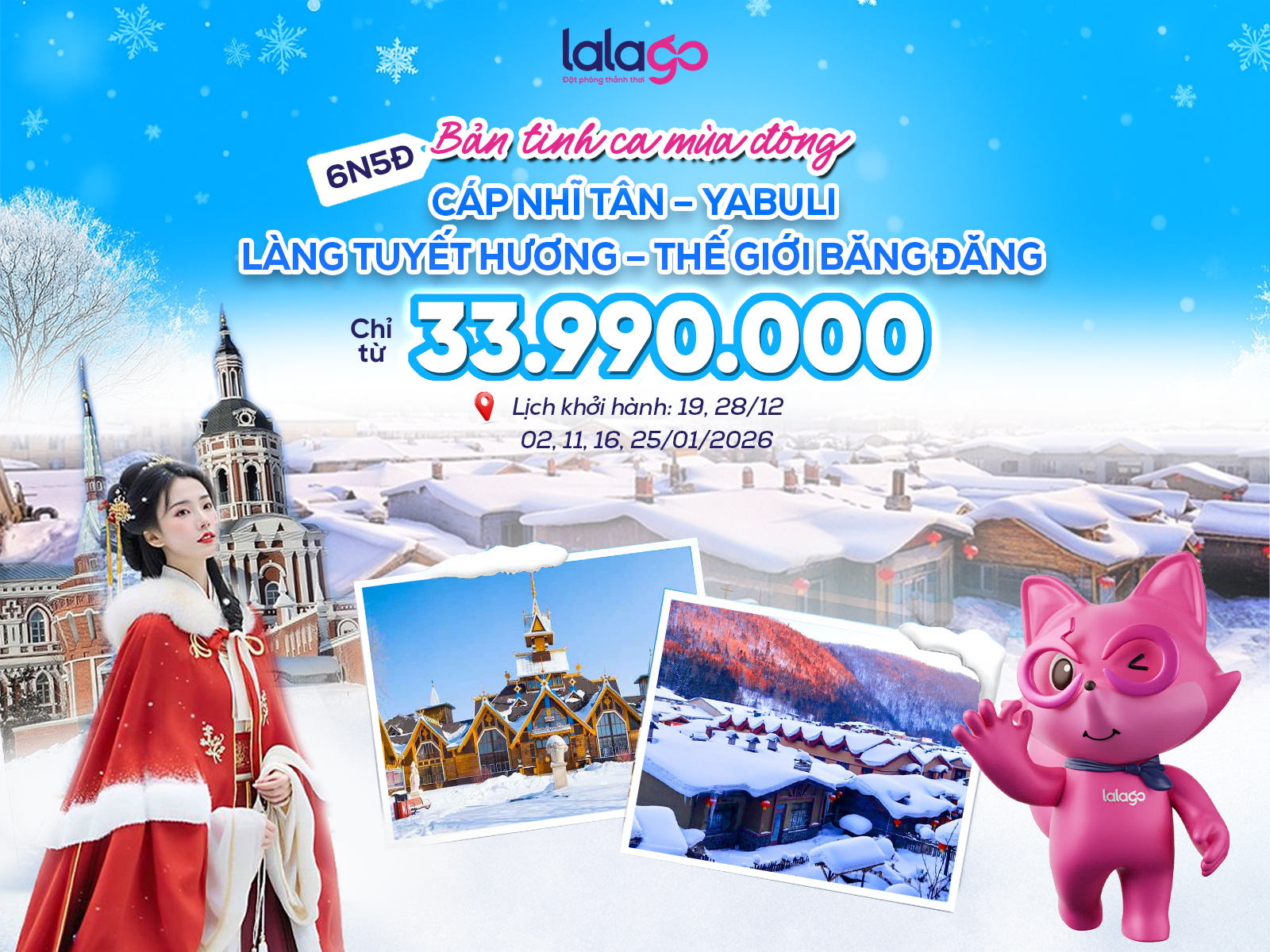 TOUR HÀ NỘI - CÁP NHĨ TÂN – YABULI - LÀNG TUYẾT HƯƠNG – THẾ GIỚI BĂNG ĐĂNG | 6N5Đ