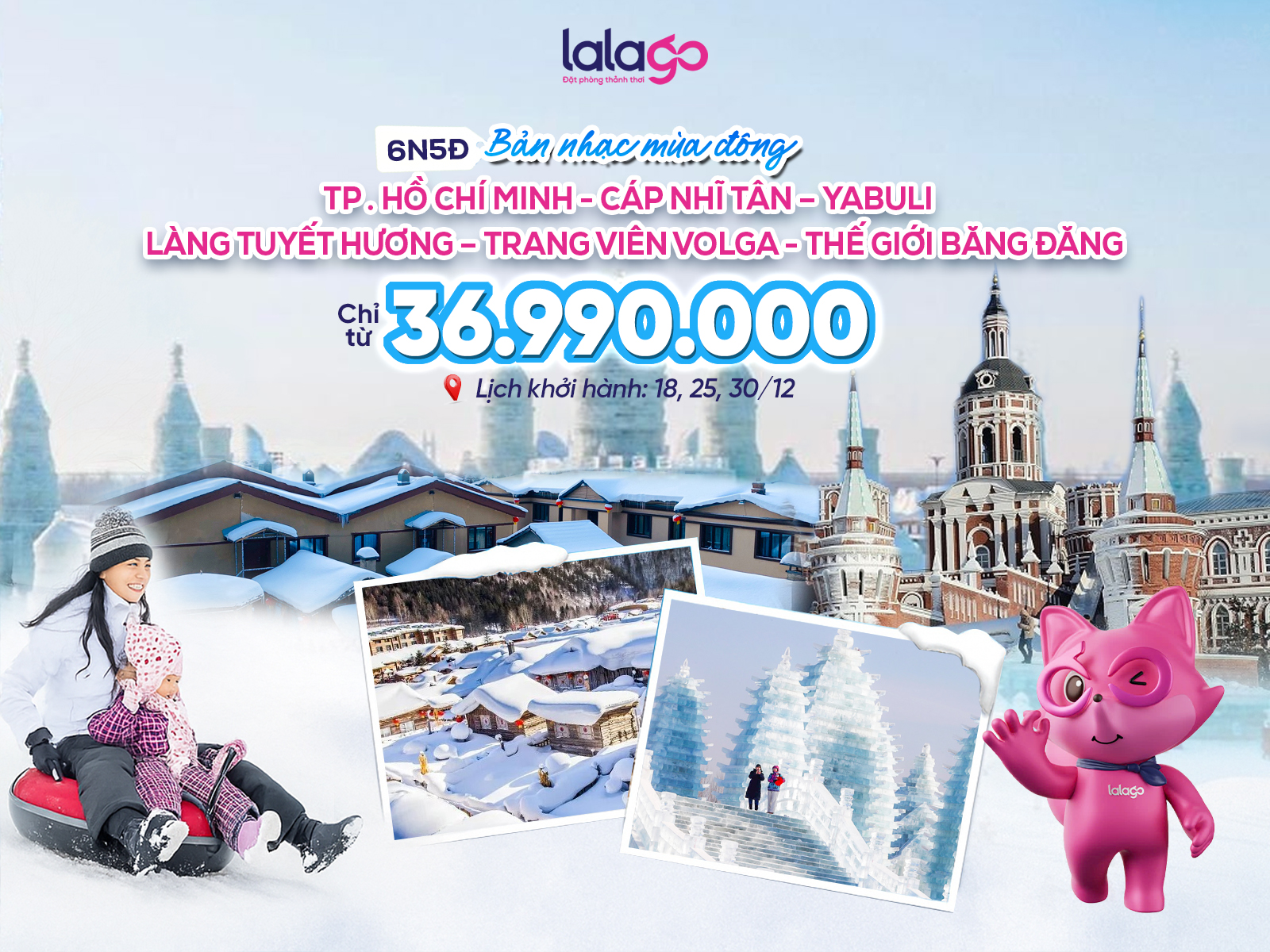 Tour TP. Hồ Chí Minh - Cáp Nhĩ Tân - Yabuli - Làng Tuyết Hương - Trang Viên Volga - Thế giới Băng Đăng | 6N5Đ