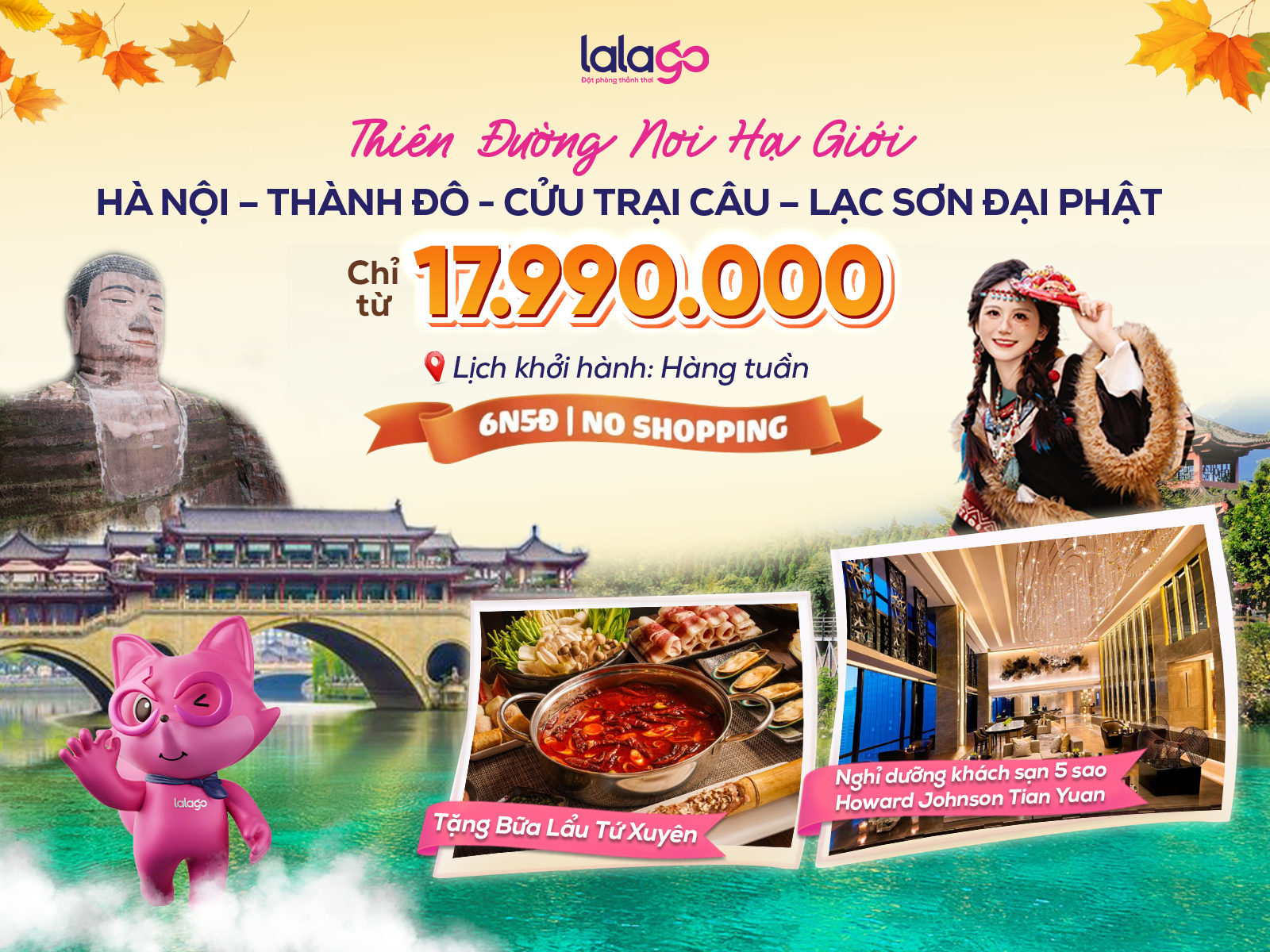 Tour Hà Nội - Thành Đô - Cửu Trại Câu - Lạc Sơn | No Shopping | 6N5Đ