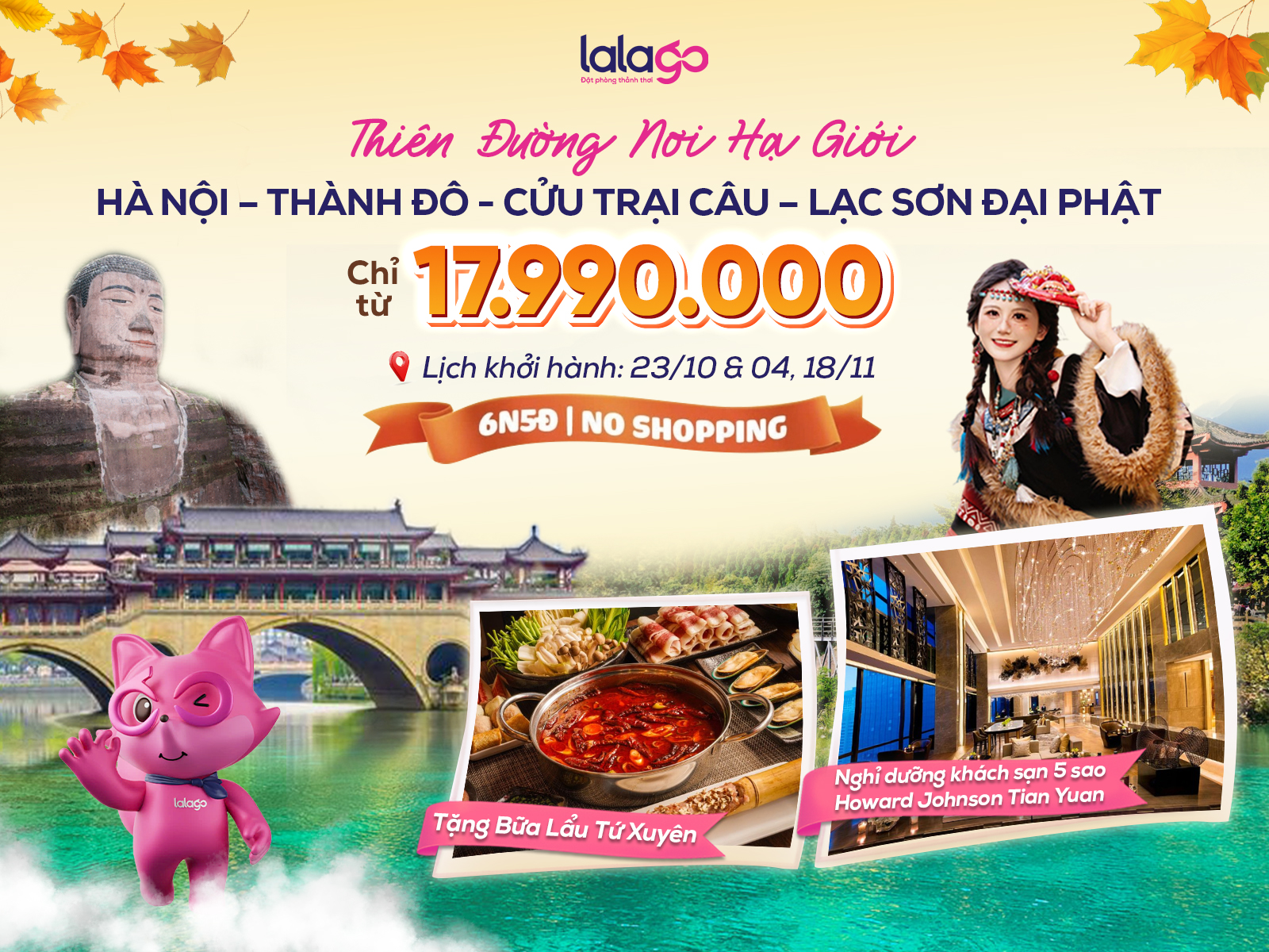 Tour Hà Nội - Thành Đô - Cửu Trại Câu - Lạc Sơn | No Shopping | 6N5Đ