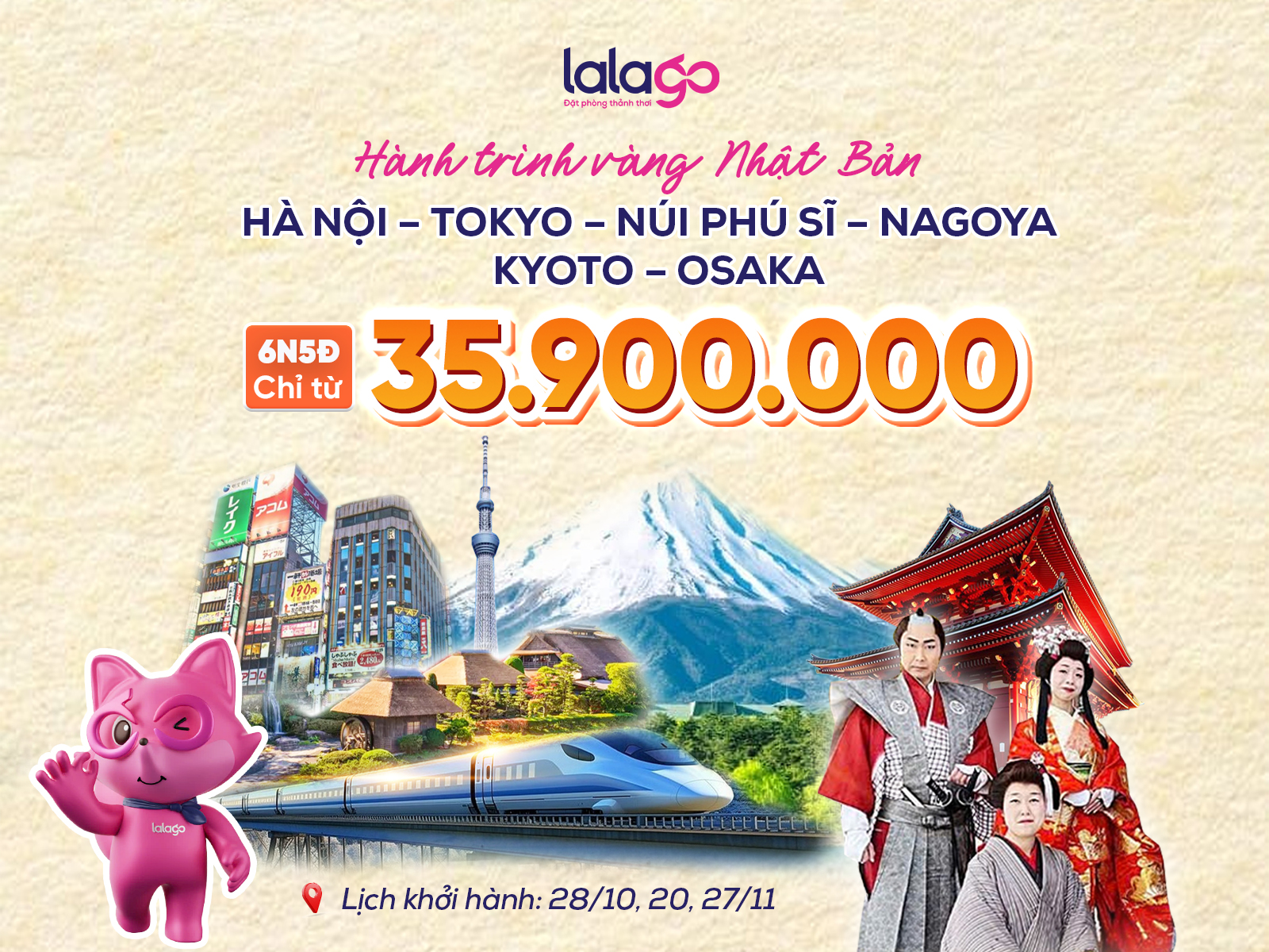 TOUR HÀ NỘI - TOKYO - NÚI PHÚ SĨ - NAGOYA - KYOTO - OSAKA | 6N5Đ
