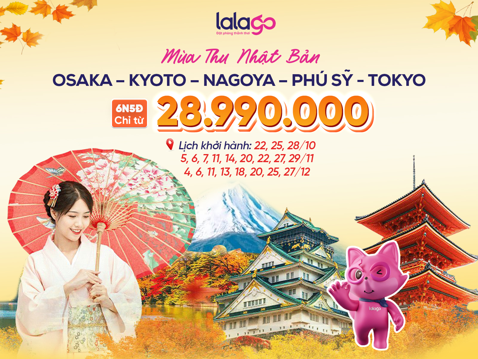 TOUR HÀ NỘI - OSAKA – KYOTO – NAGOYA – PHÚ SỸ - TOKYO | 6N5Đ