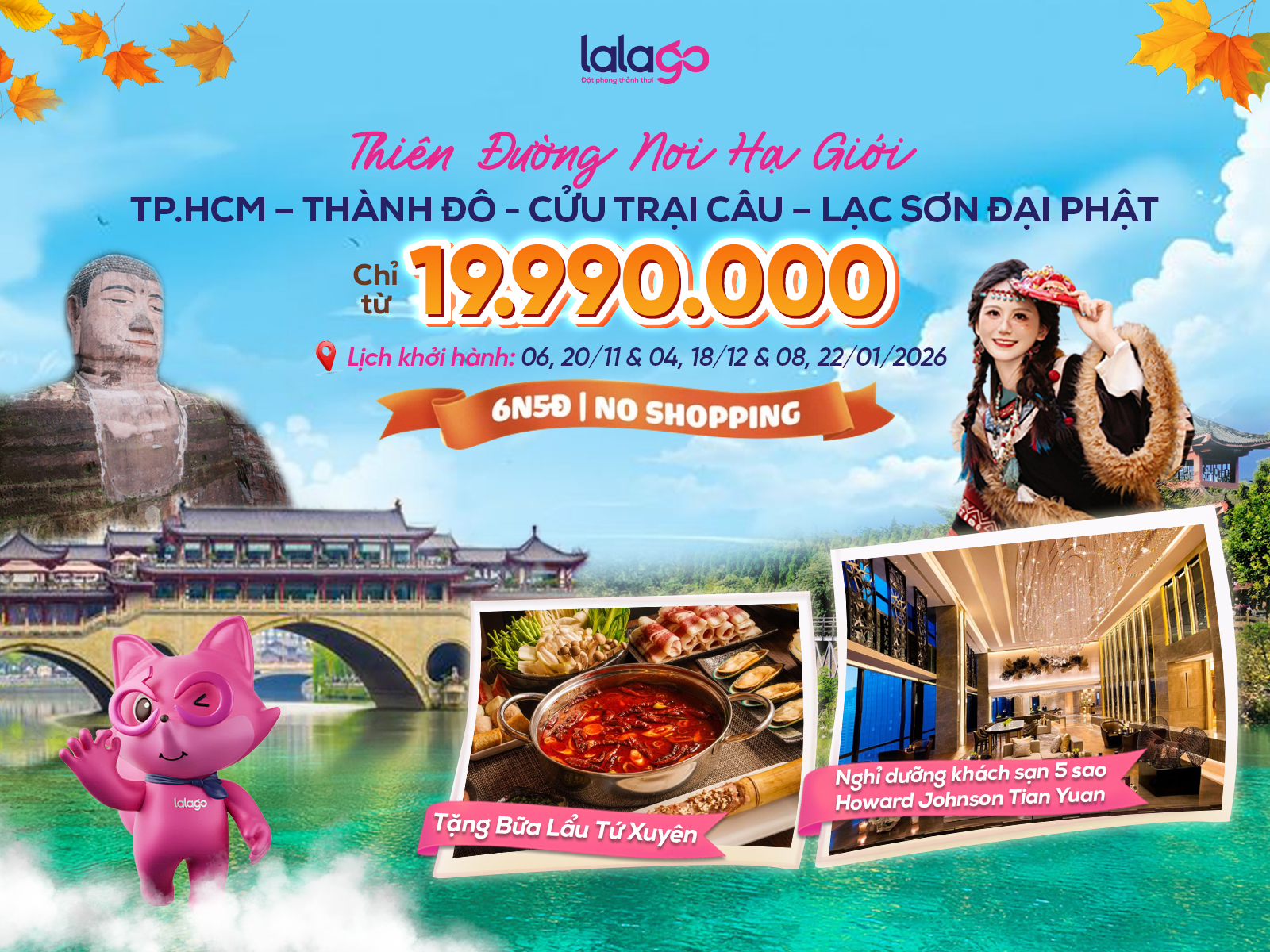 Tour TP. Hồ Chí Minh - Thành Đô - Cửu Trại Câu | No Shopping | 6N5Đ