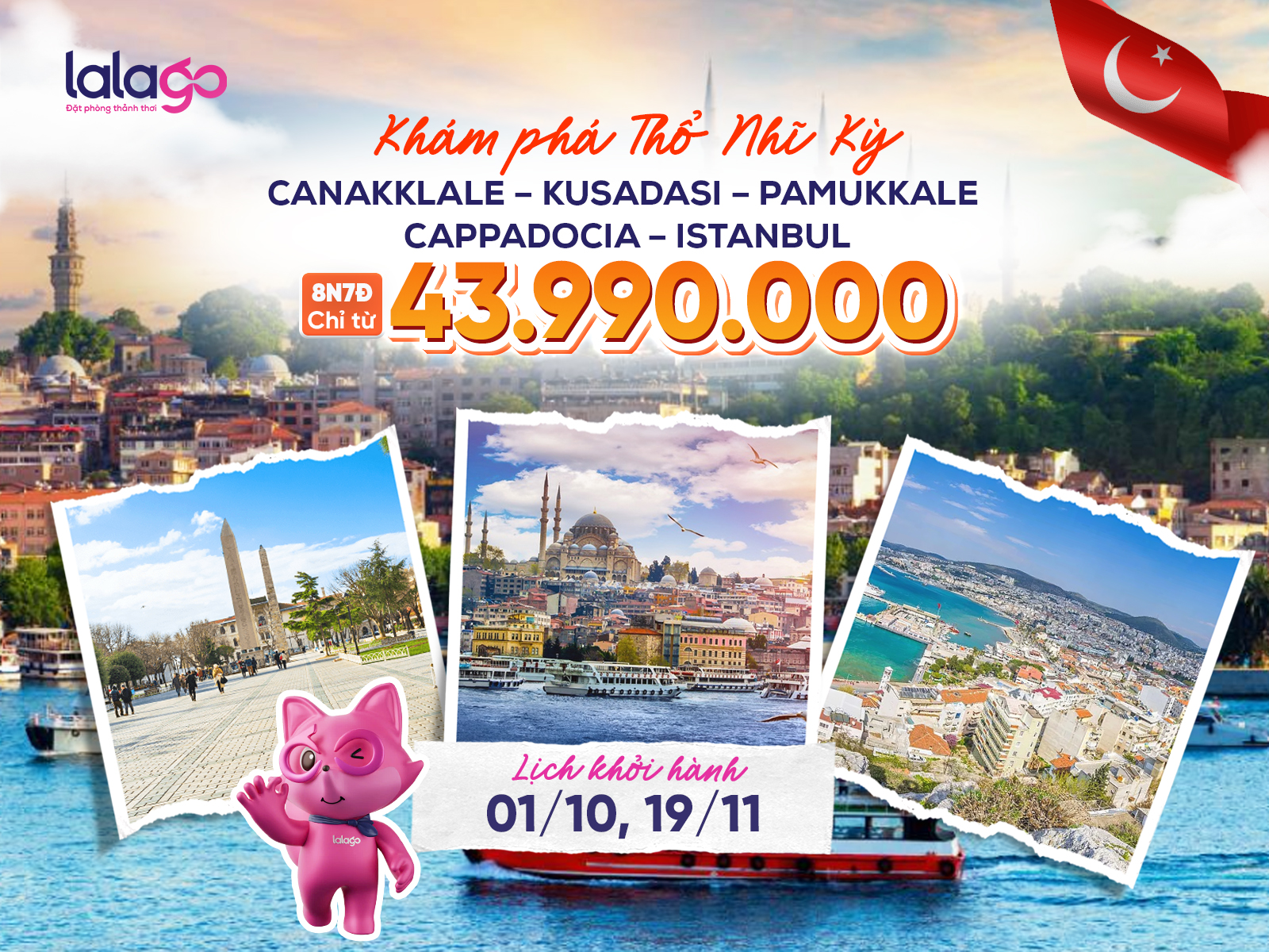 TOUR HÀ NỘI - CANAKKLALE – KUSADASI – PAMUKKALE – CAPPADOCIA – ISTANBUL | 8N7Đ