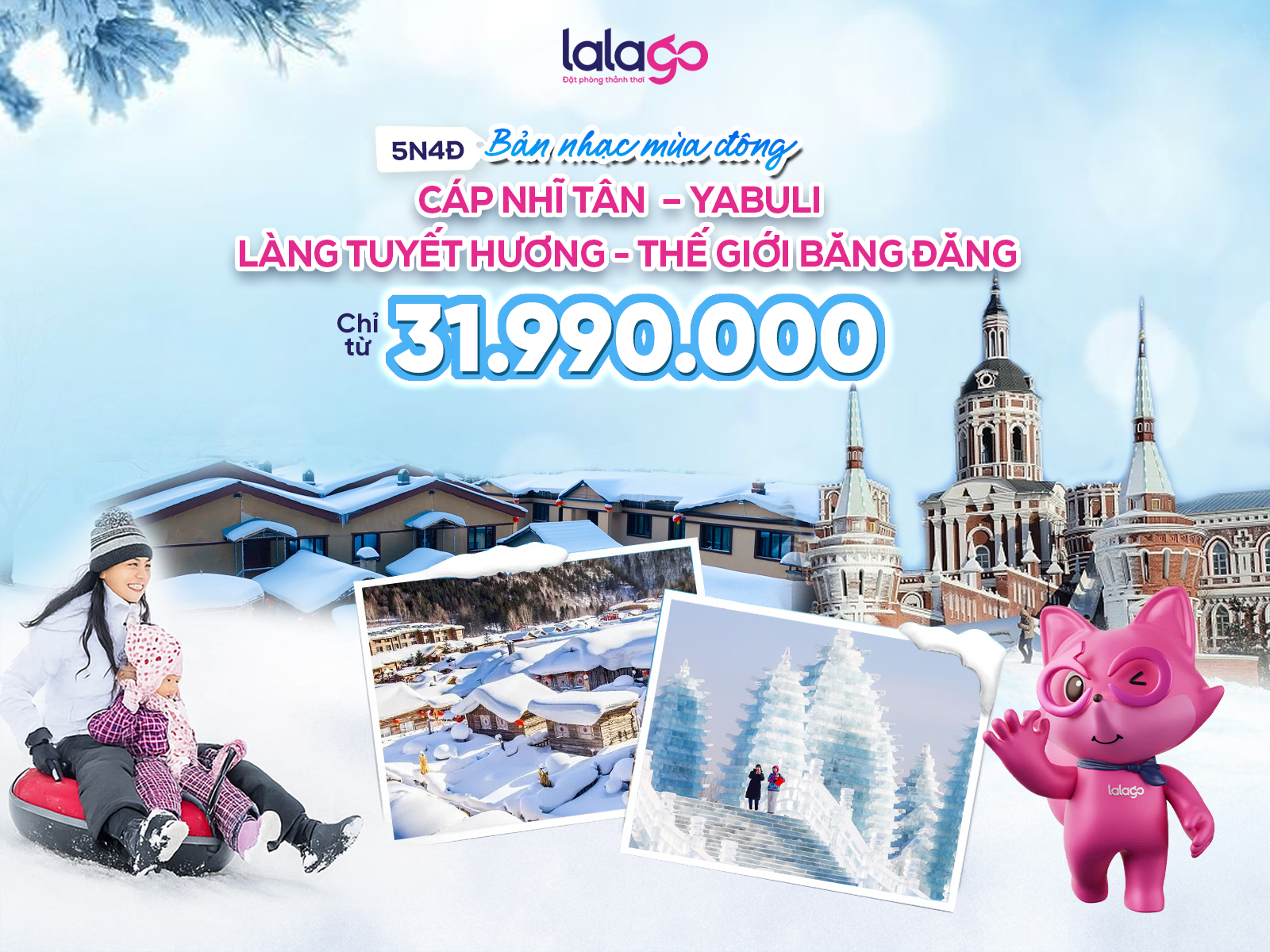 TOUR HÀ NỘI - CÁP NHĨ TÂN – YABULI - LÀNG TUYẾT HƯƠNG – THẾ GIỚI BĂNG ĐĂNG | 5N4Đ