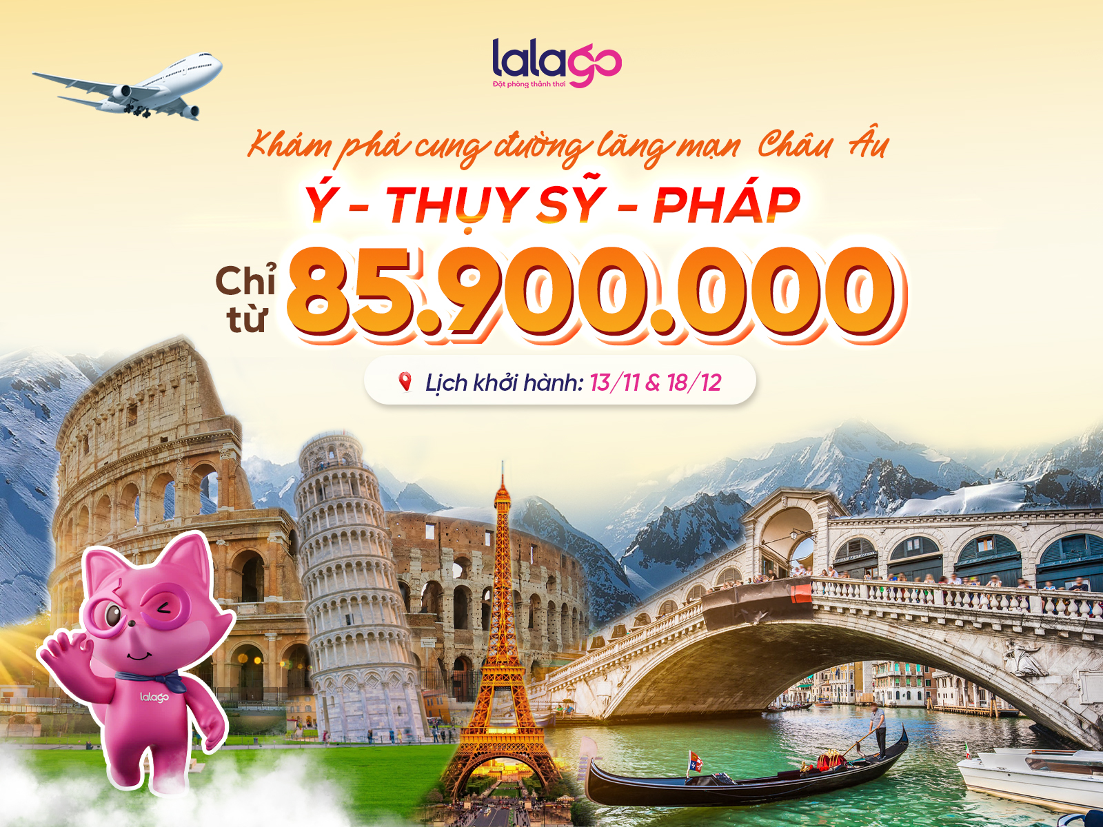 TOUR HÀ NỘI - Ý - THỤY SỸ - PHÁP | 11N10Đ