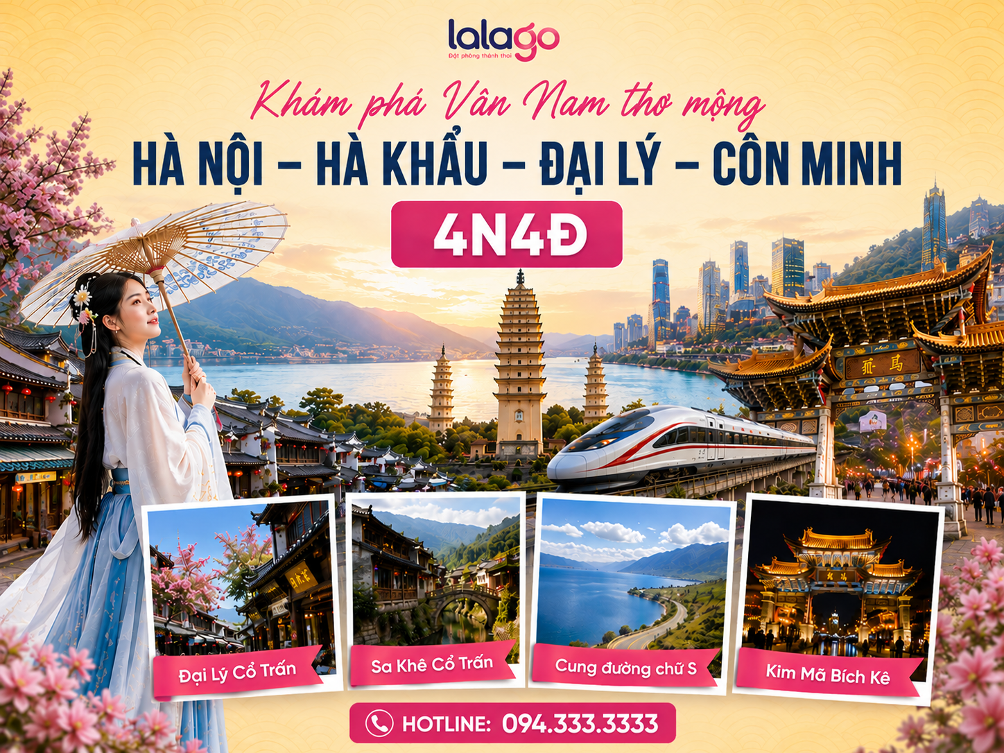 Tour Hà Nội - Hà Khẩu - Đại Lý - Sa Khê - Côn Minh | 4N4Đ